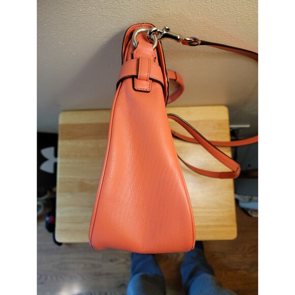 Coach Marin Taylor Leather Flap Shoulder Bag Purse Satchel Pink Salmon F26781 - Picture 7 of 16